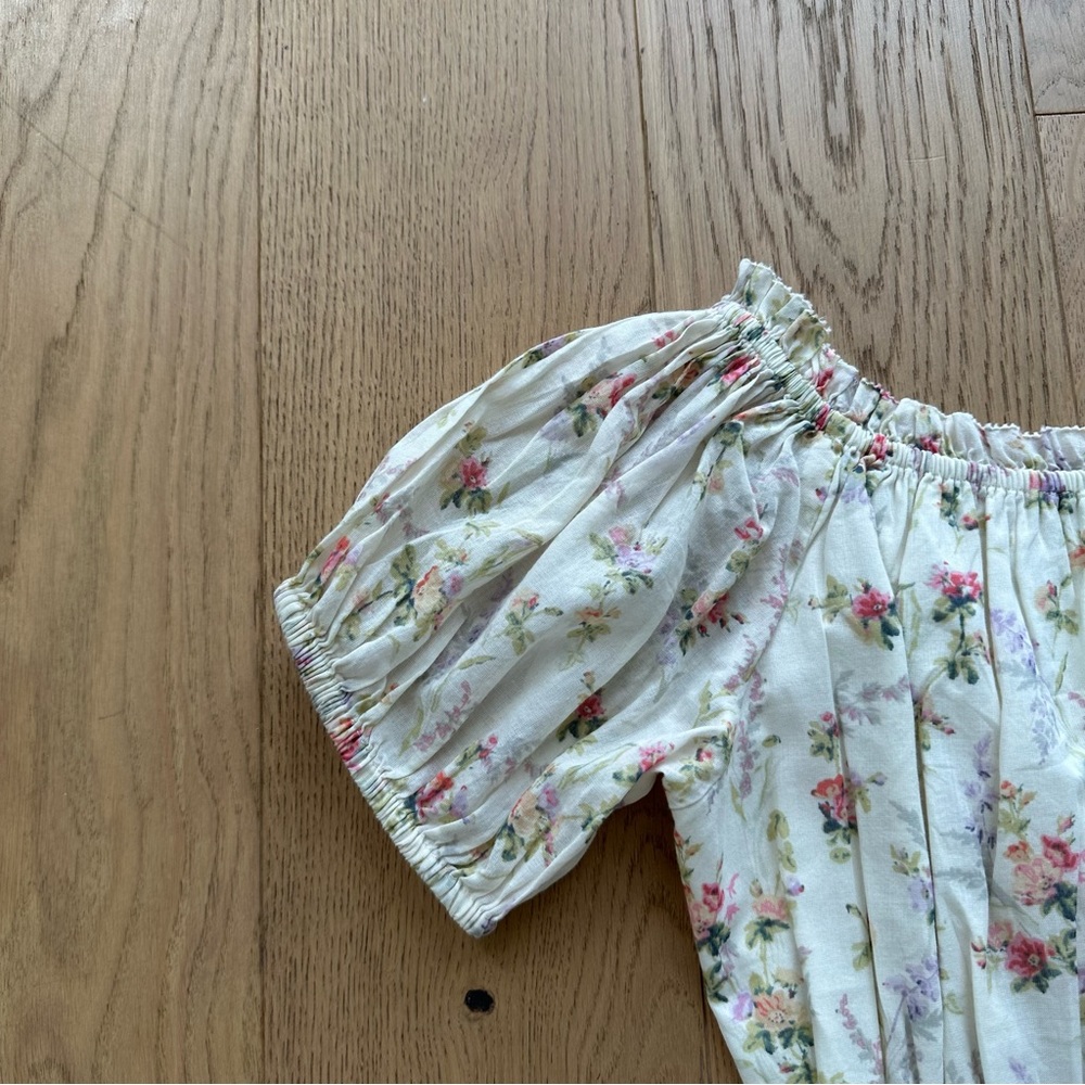 Polo Ralph Lauren Floral Cotton Cropped Top in Watercolor Landscape - Picture 6 of 13